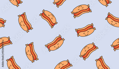 Cute cheese hot dog pattern background vector design