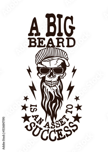 tete de mort hipster citation big beard barbu success barbe crane