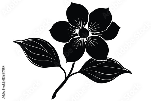 Elegant dogwood flower silhouette vector illustration ideal for spring decor botanical