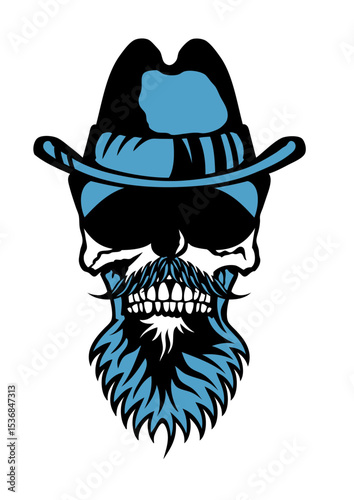 tete de mort hipster fantaisie barbe barbu moustache chapeau