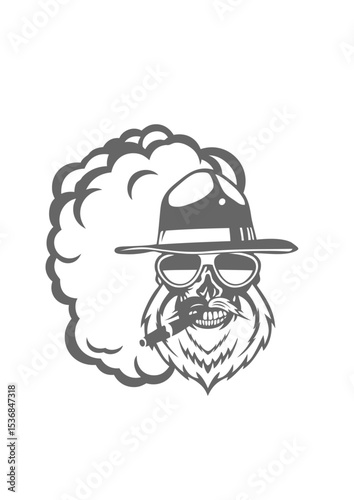 tete de mort hipster fantaisie cigare fumer moustache lunette chapeau