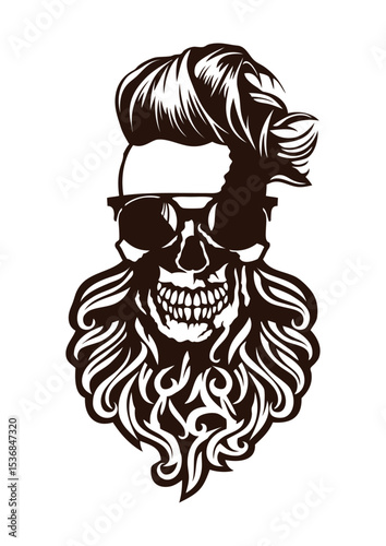 tete de mort hipster fantaisie barbu barbe coiffure lunette