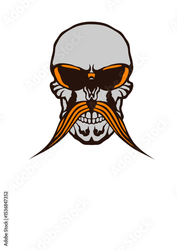  tete de mort hipster fantaisie moustache grande lunette 