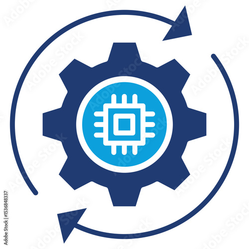 Process Automation Flat Blue Icon