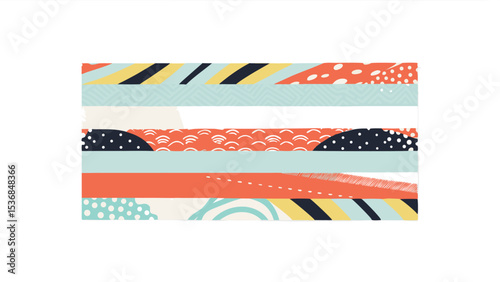 Abstract horizontal stripes with various patterns and colors creating a modern design look and feel