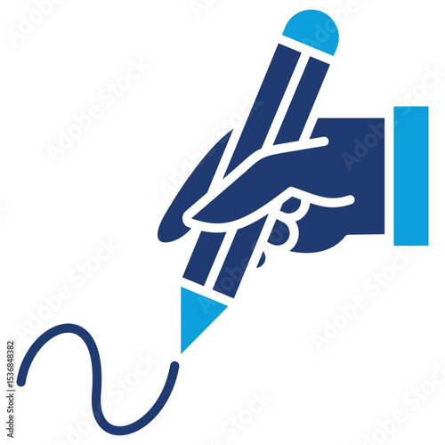 Handwriting Recognition Flat Blue Icon