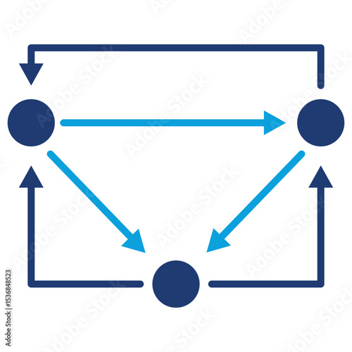 Markov Chain Flat Blue Icon