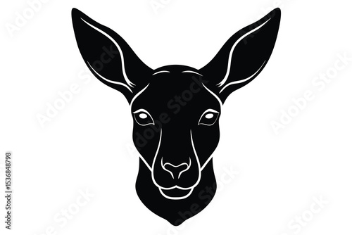 kangaroo head silhouette vector elements mascot kangaroo face icon Illustration.