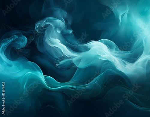 abstract smoke dark background with cyan blue fog floating wallpaper illustration