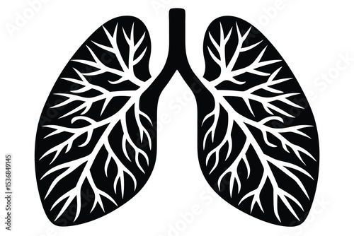 human lungs Silhouette Vector illustration, lungs organ simple icon flat design.