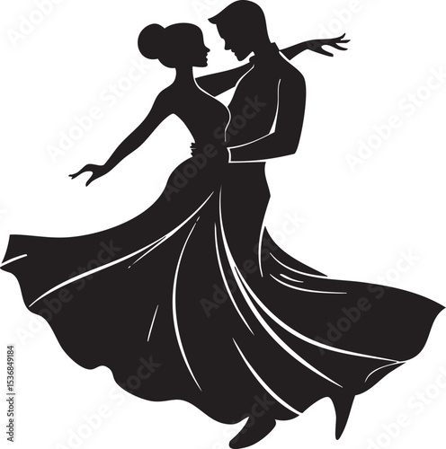 Dancing couple silhouette vector art