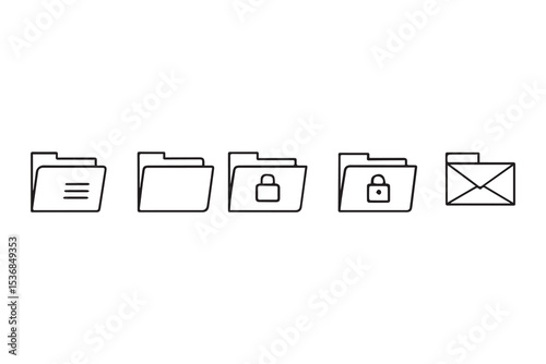 Folder icon vector set. Desktop black and yellow folder icon. Office document folder vector symbol. Empty file thin line sign. Archives files pictogram set