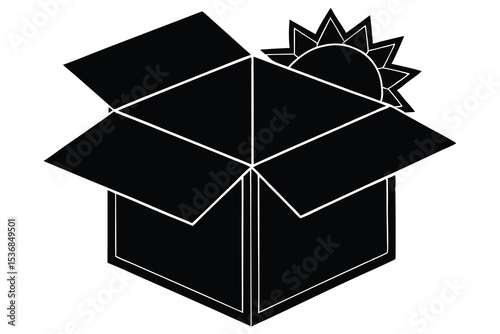 Unboxing box Silhouette Vector elements, simple packaging box icon flat design.