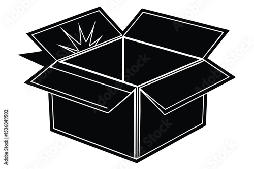 Unboxing box Silhouette Vector elements, simple packaging box icon flat design.