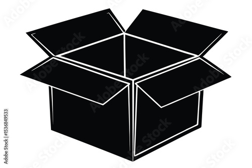Unboxing box Silhouette Vector elements, simple packaging box icon flat design.
