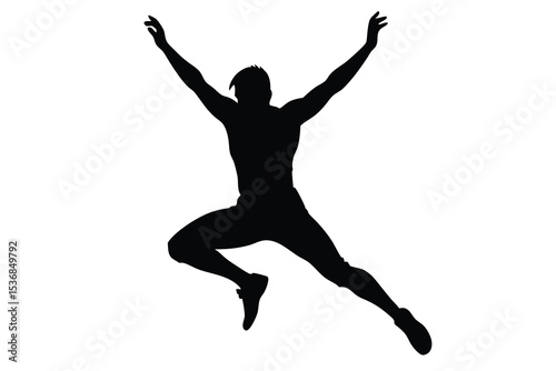 Silhouette of Man Jumping Vector Style Ideal for Action Sports Fitness Logo or Design Projects