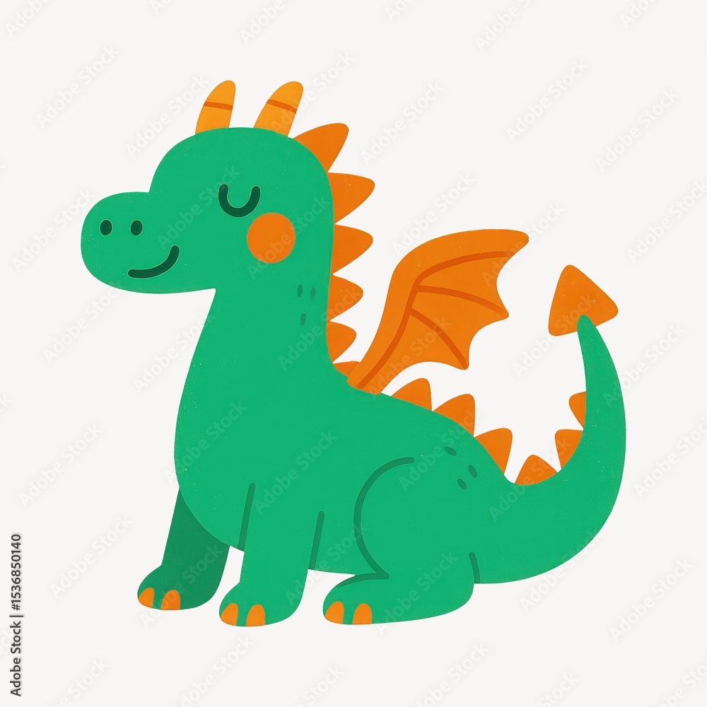 Naklejka premium Cute cartoon dragon illustration.