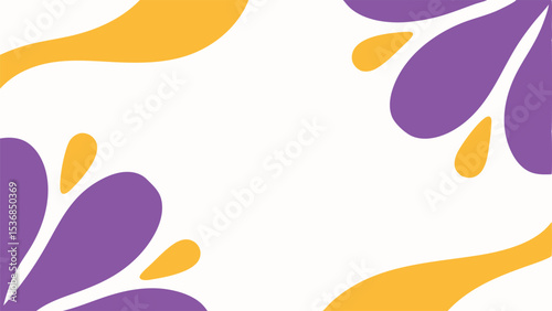 Abstract background with purple and yellow organic shapes in the corners of the image space