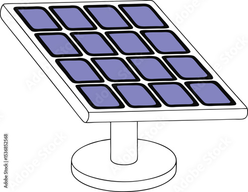 Isometric solar panel illustration with transparent background for energy concepts