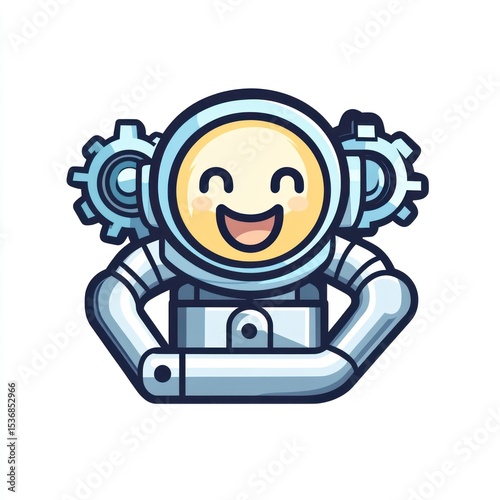 Wallpaper Mural Smiling astronaut mascot with gears Torontodigital.ca