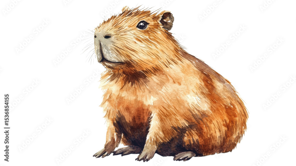 Fototapeta premium Cavy, rodent, animal, wildlife, mammal, brown furry creature isolated on Transparent Background