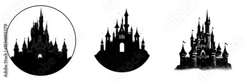 The image of a castle with towers and spires, suitable for various graphic design needs