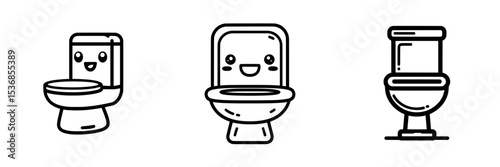 A modern flat illustration of a toilet clean editable stroke outline icon isolated on a white background is required, with pixel perfection at 64 x 64 resolution