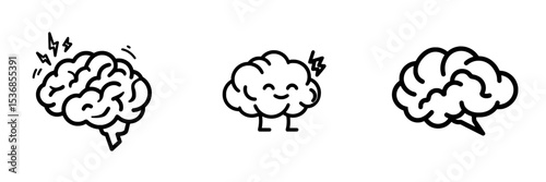 A clean modern design features a minimalist black-and-white line art icon symbolizing brain storm power thinking