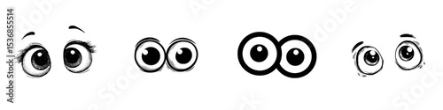 The eyes symbol and sideways glance symbol are represented by two eyes emoji in a modern style isolated on a white background