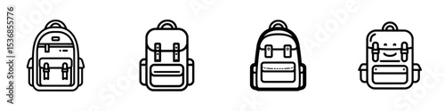 Backpack symbol, tourism symbol, simple bag sign for school kids, students, travellers and hiking tourists