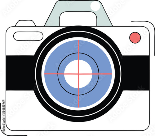 Modern abstract camera illustration with target focus and clean geometric design