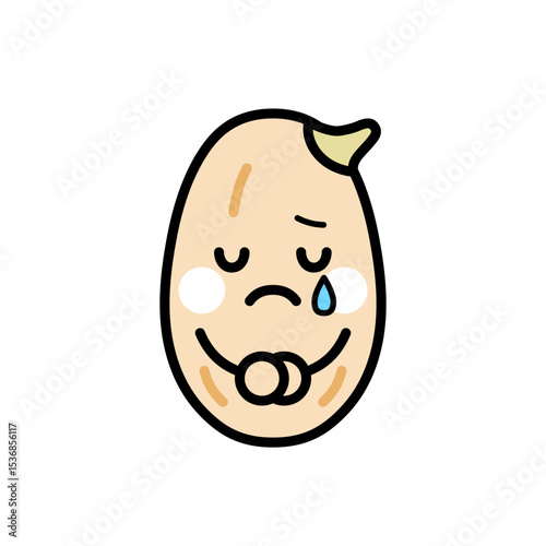 泣いている発芽玄米のキャラクターのイラスト