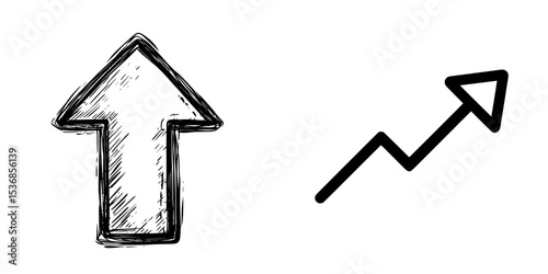 Modern illustration design featuring a sign icon of an up arrow business graph