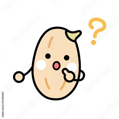 疑問に思う発芽玄米のキャラクターのイラスト　はてな
