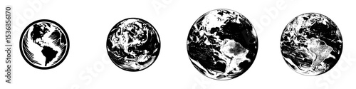 The silhouette of Planet Earth is depicted in a modern globe illustration