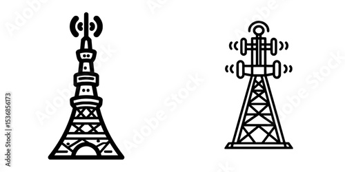 An isolated icon of a cell tower, symbolizing modern communication with an editable stroke