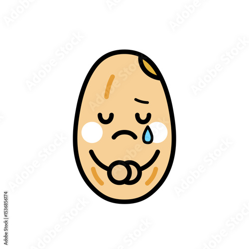 泣いている玄米のキャラクターのイラスト