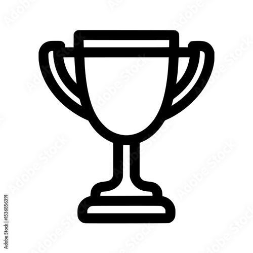 A basic black and white symbol of a cup trophy with two handles, embodying attainment and victory