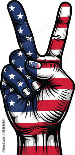 American Flag Hand Peace Sign Patriotic Gesture hand gesture