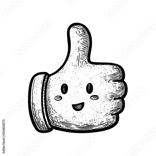 An icon of a black and white thumbs up symbolizes approval or a positive reaction