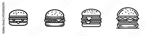 A contemporary symbol of a hamburger presented in a minimalist aesthetic set against a white backdrop, embodying a food concept