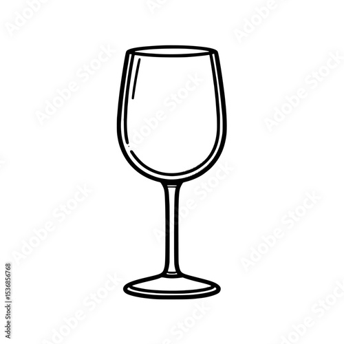 The wine glass, when drawn in a simple, one-line style, becomes an iconic representation of modern drawing and a symbol for a common tableware item used for liquids or drinks