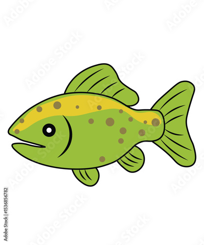 Green Spotted Fish Cartoon
