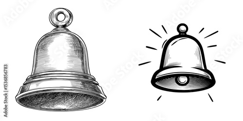 This is a modern representation of a ringing bell used for notifications, reminders, or alerts, which features an editable stroke