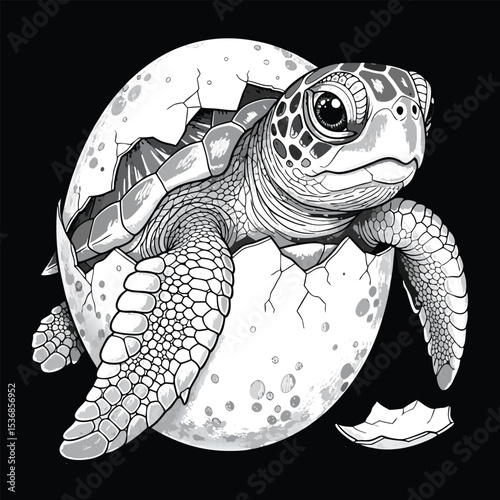 Baby Sea Turtle Hatching from Moon Shaped Egg baby turtle