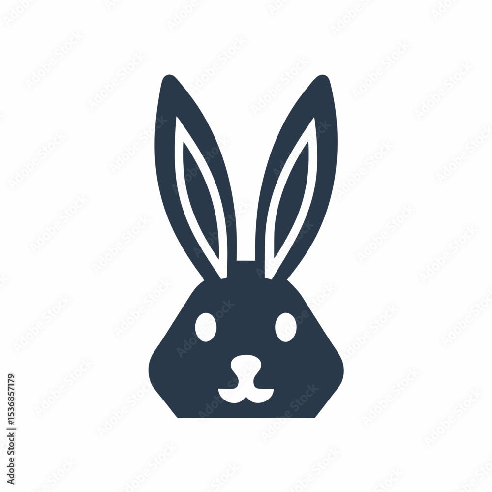 Obraz premium Bunny Silhouette Minimal Rabbit Head Logo Vector.