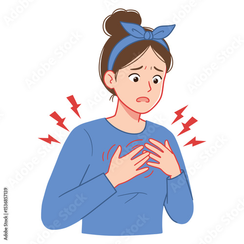 Woman Experiencing Chest Pain Illustration