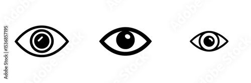 A minimalist modern symbol of an eye with a line through it represents hidden, private, or unseen data, and has an editable stroke