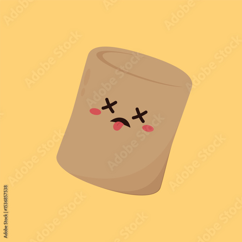 Charred marshmallow. Marshmallow Burnt. Marshmallow character isolated vector.
