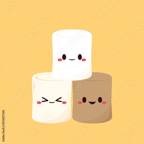 Charred marshmallow. Marshmallow Burnt. Marshmallow character isolated vector.